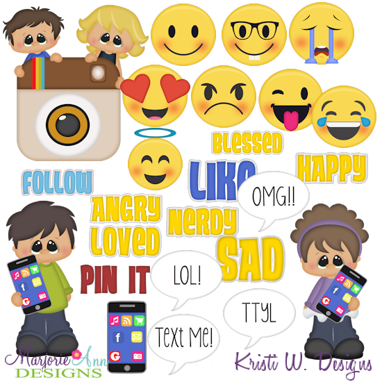Social Media Kids SVG Cutting Files + Clipart - Click Image to Close